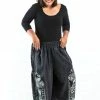 HaremPants.com Plus Size Stone Washed Patchwork Women Unisex Pants In Black