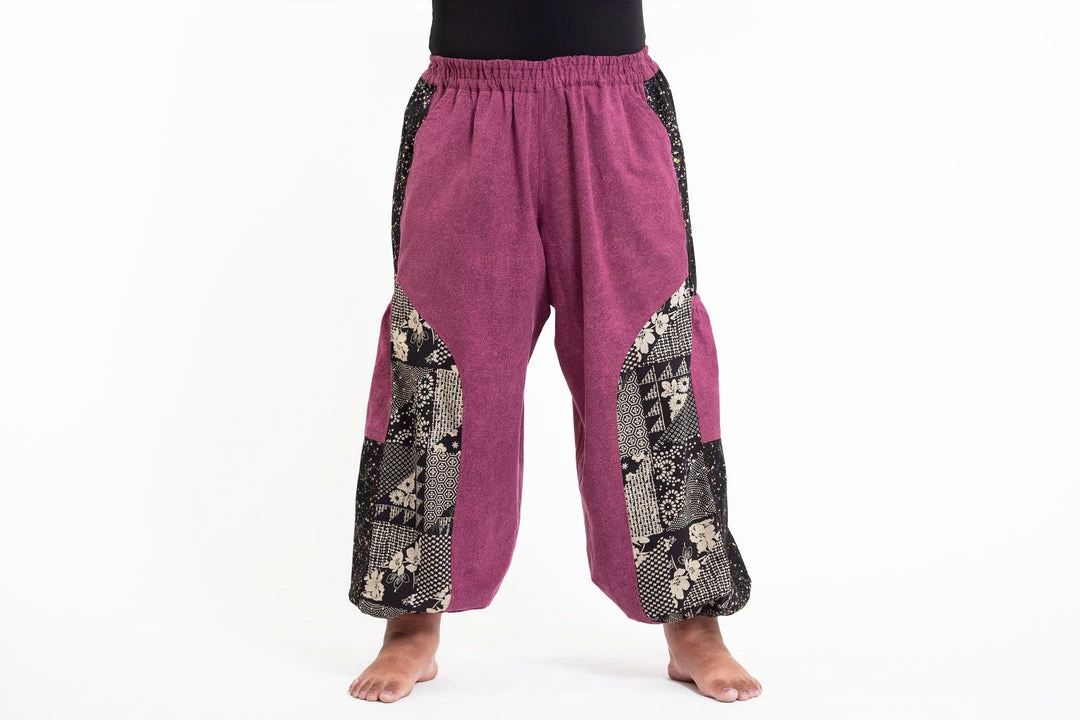 HaremPants.com Plus Size Stone Washed Patchwork Women Pants In Pink Women's 4 HaremPants.com Plus Size Stone Washed Patchwork Women Pants In Pink Women's