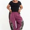 HaremPants.com Plus Size Stone Washed Patchwork Women Pants In Pink Women's