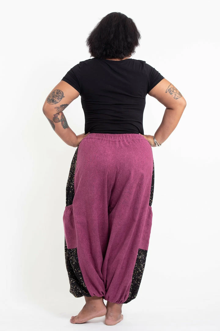 HaremPants.com Plus Size Stone Washed Patchwork Women Pants In Pink Women's 6 HaremPants.com Plus Size Stone Washed Patchwork Women Pants In Pink Women's