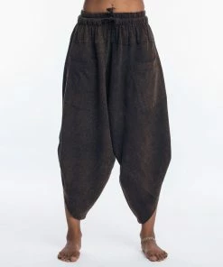HaremPants.com Stone Washed Large Pockets Women's Harem Pants In Black