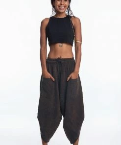 HaremPants.com Stone Washed Large Pockets Women's Harem Pants In Black