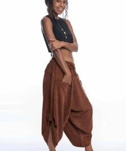 HaremPants.com Stone Washed Large Pockets Women's Harem Pants In Brick