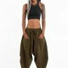 HaremPants.com Stone Washed Large Pockets Women's Harem Pants In Olive Green