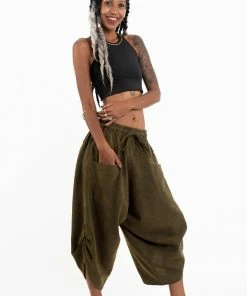 HaremPants.com Stone Washed Large Pockets Women's Harem Pants In Olive Green 8 HaremPants.com Stone Washed Large Pockets Women's Harem Pants In Olive Green
