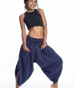 HaremPants.com Stone Washed Large Pockets Women's Harem Pants In Blue