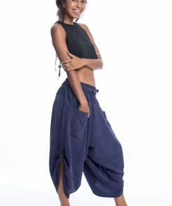 HaremPants.com Stone Washed Large Pockets Women's Harem Pants In Blue