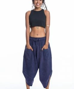 HaremPants.com Stone Washed Large Pockets Women's Harem Pants In Blue