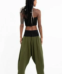 HaremPants.com Cotton Women's Harem Pants With Faux Buttons In Green