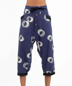 HaremPants.com Circles Women's Harem Pants With Faux Buttons In Navy
