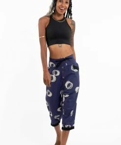 HaremPants.com Circles Women's Harem Pants With Faux Buttons In Navy