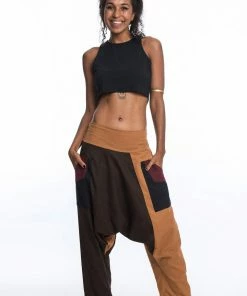 HaremPants.com Patchwork Cotton Women's Harem Pants In Brown