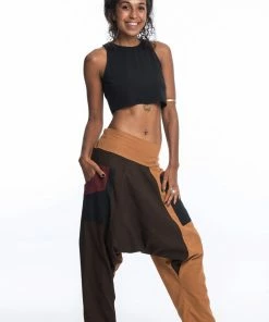 HaremPants.com Patchwork Cotton Women's Harem Pants In Brown