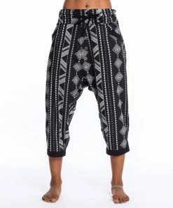 HaremPants.com Diamonds Women's Harem Pants With Faux Buttons In Black