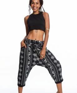 HaremPants.com Diamonds Women's Harem Pants With Faux Buttons In Black