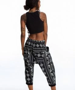 HaremPants.com Diamonds Women's Harem Pants With Faux Buttons In Black