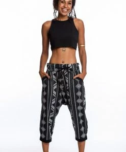 HaremPants.com Diamonds Women's Harem Pants With Faux Buttons In Black