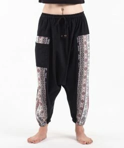 HaremPants.com Elephant Aztec Cotton Women's Harem Pants In Black