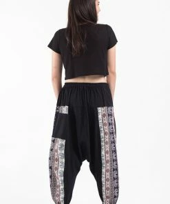 HaremPants.com Elephant Aztec Cotton Women's Harem Pants In Black