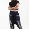 HaremPants.com Elephant Aztec Cotton Women's Harem Pants In Navy
