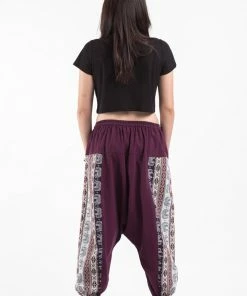 HaremPants.com Elephant Aztec Cotton Women's Harem Pants In Purple