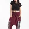 HaremPants.com Elephant Aztec Cotton Women's Harem Pants In Red
