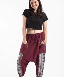 HaremPants.com Elephant Aztec Cotton Women's Harem Pants In Red