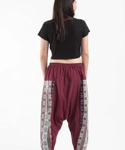HaremPants.com Elephant Aztec Cotton Women's Harem Pants In Red