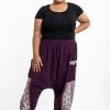 HaremPants.com Plus Size Elephant Aztec Cotton Women's Harem Pants In Purple