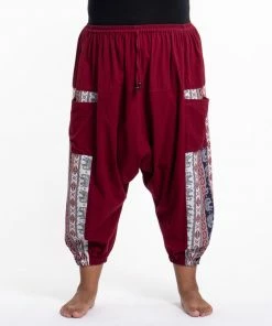 HaremPants.com Plus Size Elephant Aztec Cotton Women's Harem Pants In Red
