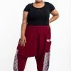 HaremPants.com Plus Size Elephant Aztec Cotton Women's Harem Pants In Red