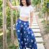 HaremPants.com Elephant Prints Women's Low Cut Cotton Harem Pants In Indigo