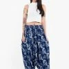HaremPants.com Fan Prints Women's Low Cut Cotton Harem Pants In Indigo