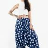 HaremPants.com Polkadot Prints Women's Low Cut Cotton Harem Pants In Indigo 2 HaremPants.com Polkadot Prints Women's Low Cut Cotton Harem Pants In Indigo