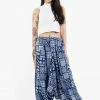 HaremPants.com Patchwork Prints Women's Low Cut Cotton Harem Pants In Indigo