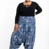 HaremPants.com Plus Size Patchwork Prints Women's Low Cut Cotton Harem Pants In Indigo 1 HaremPants.com Plus Size Patchwork Prints Women's Low Cut Cotton Harem Pants In Indigo