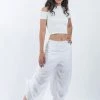 HaremPants.com Women's Cotton Side Drawstring Palazzo Pants In White