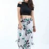 HaremPants.com Women's Cotton Side Drawstring Palazzo Pants In Butterflies Turquoise