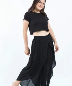 HaremPants.com Women's Cotton Tulip Palazzo Pants In Black