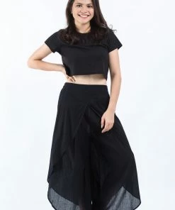 HaremPants.com Women's Cotton Tulip Palazzo Pants In Black