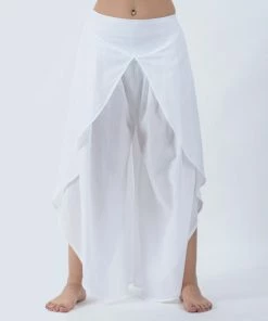HaremPants.com Women's Cotton Tulip Palazzo Pants In White
