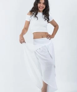HaremPants.com Women's Cotton Tulip Palazzo Pants In White