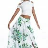 HaremPants.com Women's Cotton Wrap Palazzo Pants In Butterflies Green