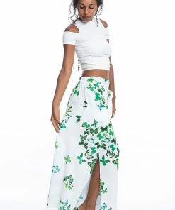 HaremPants.com Women's Cotton Wrap Palazzo Pants In Butterflies Green