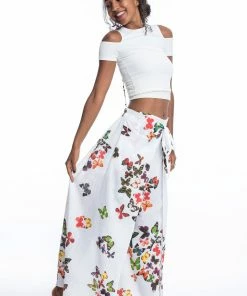 HaremPants.com Women's Cotton Wrap Palazzo Pants In Butterflies Pink