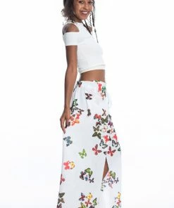 HaremPants.com Women's Cotton Wrap Palazzo Pants In Butterflies Pink