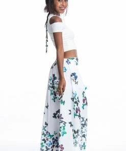 HaremPants.com Women's Cotton Wrap Palazzo Pants In Butterflies Turquoise