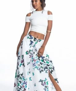 HaremPants.com Women's Cotton Wrap Palazzo Pants In Butterflies Turquoise