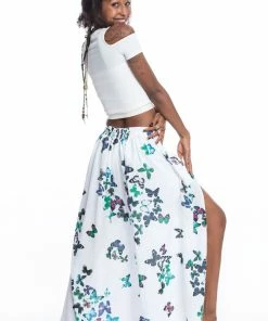 HaremPants.com Women's Cotton Wrap Palazzo Pants In Butterflies Turquoise