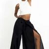 HaremPants.com Women's Cotton Wrap Palazzo Pants In Solid Black